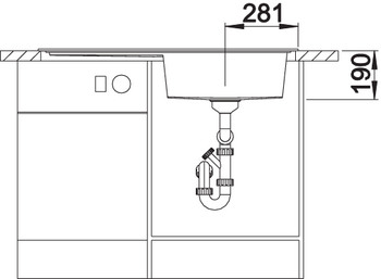 Схема встраивания 3 для мойки Blanco ZENAR XL 6 алюметаллик чаша справа клапан-автомат InFino 523946