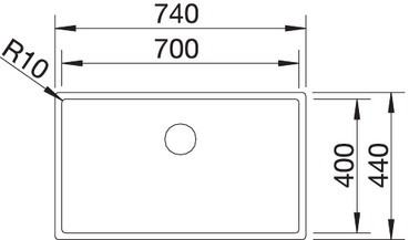 Схема встраивания 1 для мойки Blanco Claron 700-U Durinox нержавеющая сталь полированная клапан-автомат InFino 523387