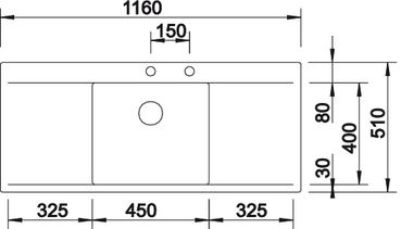 Схема встраивания для мойки Blanco Flow 5 S-IF нержавеющая сталь полированная клапан-автомат InFino 521637