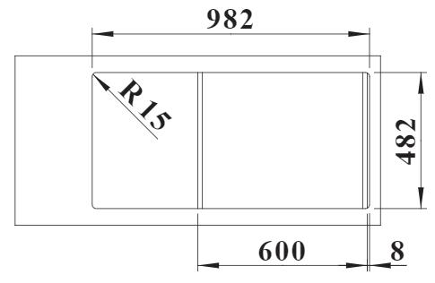 Схема встраивания 1 для мойки Blanco Tipo II 6 S нержавеющая сталь матовая 526620