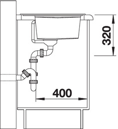Схема встраивания 3 для мойки Blanco ZENAR 45S кофе чаша справа клапан-автомат InFino 523725