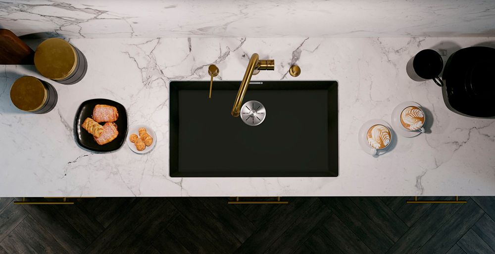 Мойка Blanco SUBLINE 700-U SILGRANIT черный клапан-автомат InFino 526001 фото 5