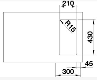 Схема встраивания 4 для мойки Blanco Andano 180-IF нержавеющая сталь полированная клапан-автомат InFino 522951