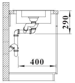 Схема встраивания 4 для мойки Blanco Livit II 6 S нержавеющая сталь полированная 526623