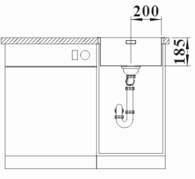 Схема встраивания 3 для мойки Blanco Solis 400-IF/A нержавеющая сталь полированная клапан-автомат InFino 526119