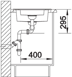 Схема встраивания 2 для мойки Blanco Tipo 6 Basic нержавеющая сталь полированная чаша справа 514813