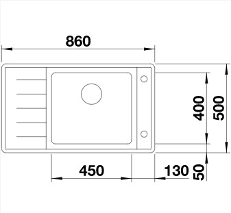 Схема встраивания 1 для мойки Blanco Andano XL 6S-IF Compact нержавеющая сталь полированная клапан-автомат InFino 523001
