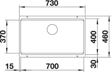 Схема встраивания 1 для мойки Blanco Etagon 700-U SILGRANIT® PuraDur® серый бежевый клапан-автомат InFino 525174