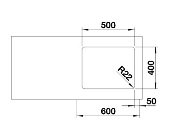 Схема встраивания 4 для мойки Blanco Andano 500-U нержавеющая сталь клапан-автомат InFino 522967