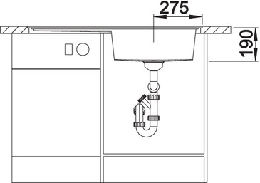Схема встраивания 3 для мойки Blanco ZENAR XL 6S-F жасмин чаша слева 523913