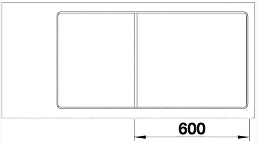 Схема встраивания 2 для мойки Blanco AXIA III 6 S-F кофе чаша справа клапан-автомат InFino 523488