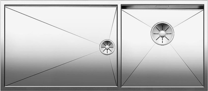 Мойка Бланко Zerox 400/550-T-IF/N нержавеющая сталь полированная клапан-автомат InFino 521604 фото 1 Мойка Blanco Zerox 400/550-T-IF/N нержавеющая сталь полированная клапан-автомат InFino 521604 фото 1