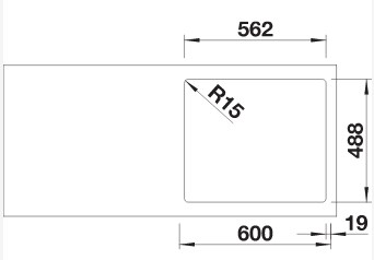 Схема встраивания 4 для мойки Blanco ETAGON 6 PuraPlus глянцевая магнолия клапан-автомат InFino 525157