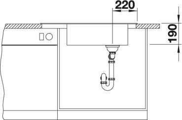 Схема встраивания 3 для мойки Blanco Elon XL 8 S серый бежевый клапан-автомат InFino 524867
