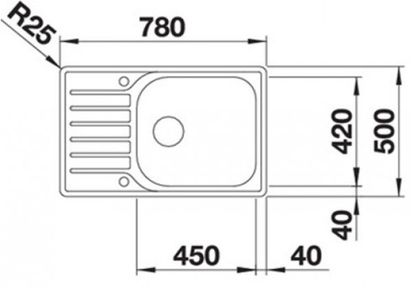 Схема встраивания 1 для мойки Blanco Lantos XL 6S-IF нержавеющая сталь полированная 523140
