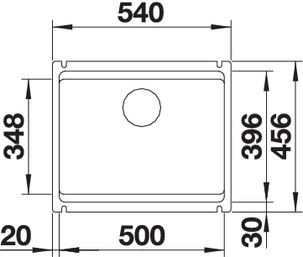 Схема встраивания 1 для мойки Blanco Etagon 500-U PuraPlus белый глянцевый клапан-автомат InFino 525149