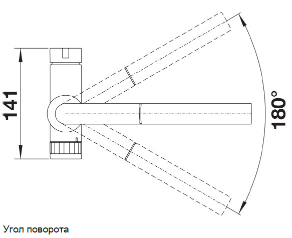 Схема встраивания 3 для смесителя Blanco EVOL-S Volume рычаг управления слева хром 525212