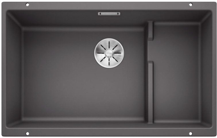 Мойка Blanco SUBLINE 700-U Level SILGRANIT темная скала чаша слева клапан-автомат InFino 523539 фото 1
