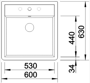Схема встраивания 1 для мойки Blanco Panor 60 два отверстия глянцевый белый 514501