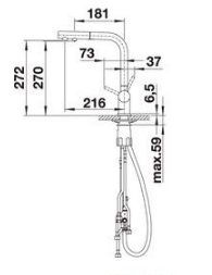Схема встраивания 1 для смесителя Blanco FONTAS-S II Satin Gold золото 526694