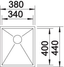 Схема встраивания для мойки Blanco Zerox 340-IF/N нержавеющая сталь полированная 521582
