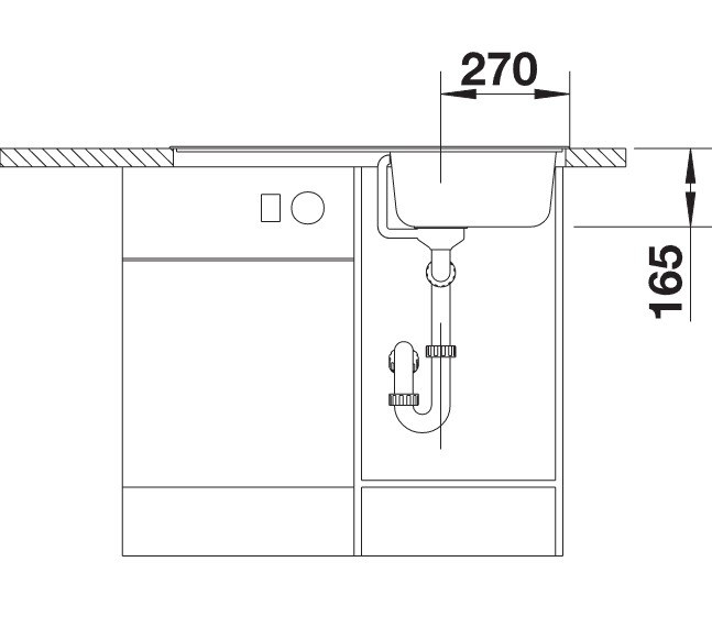 Схема встраивания 1 для мойки Blanco Tipo 45 S нержавеющая сталь матовая 511942