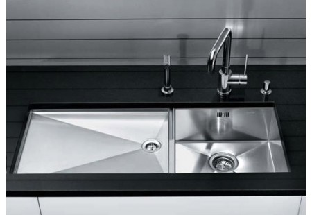 Мойка Blanco Zerox 400/550-T-U нержавеющая сталь полированная клапан-автомат InFino 521606 фото 2