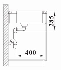 Схема встраивания 4 для мойки Blanco Solis 400-IF/A нержавеющая сталь полированная клапан-автомат InFino 526119