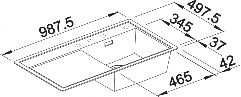 Схема встраивания 4 для мойки Blanco ZENAR XL 6S-F антрацит чаша справа 523884