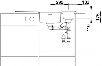 Схема встраивания 2 для мойки Blanco Axis 6 II S-IF Steamer Edition нержавеющая сталь чаша справа 516533