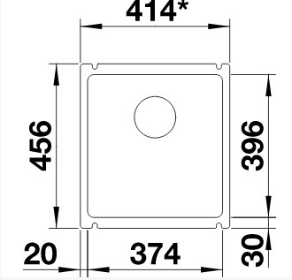 Схема встраивания 1 для мойки Blanco SUBLINE 375-U базальт клапан-автомат InFino 523731