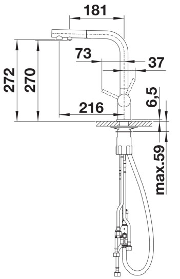 Схема встраивания 1 для смесителя Blanco FONTAS-S II SILGRANIT матовый черный 526672