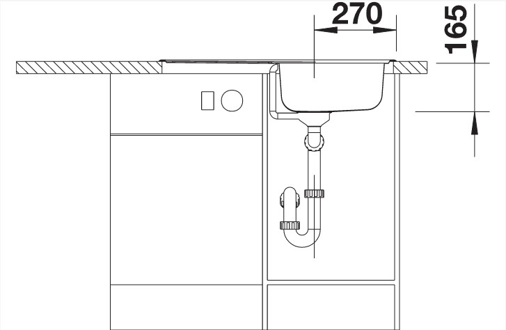 Схема встраивания 3 для мойки Blanco Tipo 45 S Compact нержавеющая сталь полированная 513442