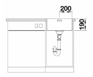 Схема встраивания 3 для мойки Blanco Andano 400-IF-A нержавеющая сталь полированная клапан-автомат InFino 525244
