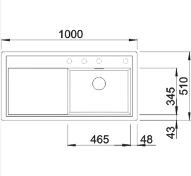 Схема встраивания 1 для мойки Blanco ZENAR XL 6 S  чаша слева клапан-автомат InFino 523998
