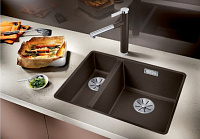 Мойка Blanco SUBLINE 340/160-U SILGRANIT белый клапан-автомат InFino 523562
