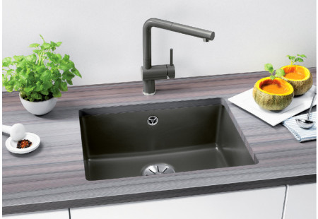 Мойка Blanco SUBLINE 500-U керамика отводная арматура InFino® глянцевая магнолия клапан-автомат InFino 523734