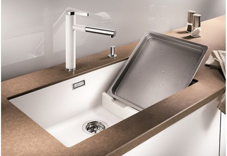 Мойка Blanco SUBLINE 700-U Level SILGRANIT кофе чаша слева клапан-автомат InFino 523547