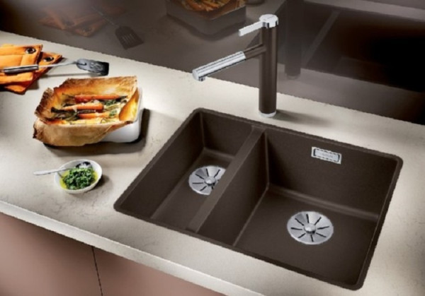 Мойка Бланко SUBLINE 340/160-U SILGRANIT темная скала клапан-автомат InFino 523559 Мойка Blanco SUBLINE 340/160-U SILGRANIT темная скала клапан-автомат InFino 523559