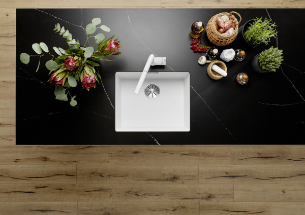 Мойка BLANCO SUBLINE 500-U Silgranit мягкий белый клапан-автомат InFino 527170