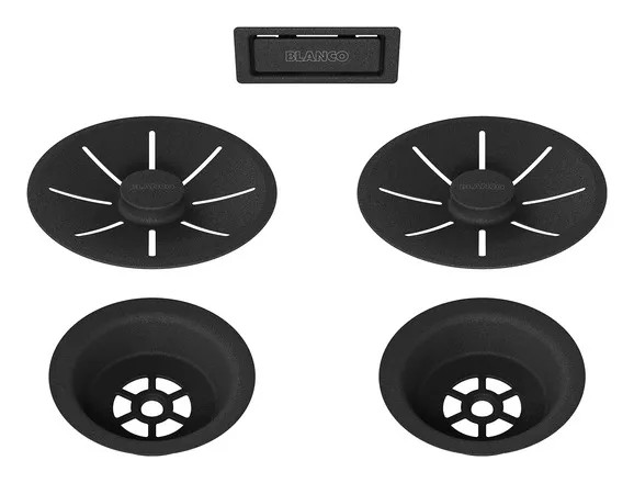 Отводная арматура Blanco InFino® с переливом черный матовый две чаши 239979