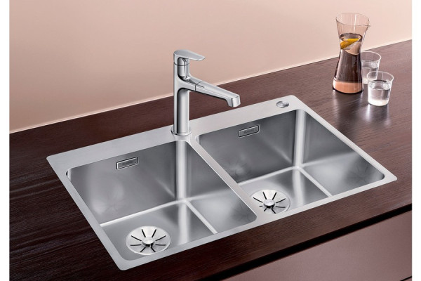 Мойка Blanco Andano 340/340-IF-A отводная арматура InFino® кнопка PushControl Нержавеющая сталь зеркальная полировка клапан-автомат InFino 525248