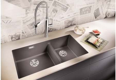 Мойка Blanco SUBLINE 480/320-U темная скала клапан-автомат InFino 523585