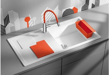 Мойка Blanco Сити (sity) XL 6 S оранжевый антрацит ИнФино (infino) чаша справа клапан-автомат InFino 525056