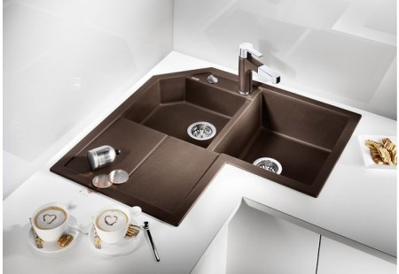 Мойка Blanco Метра (metra) 9 E темная скала ИнФино (infino) чаша справа клапан-автомат InFino 518888