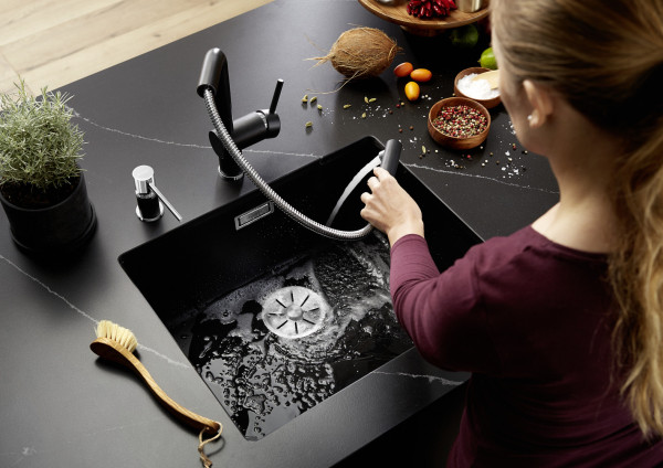 Мойка BLANCO SUBLINE 500-U Silgranit мягкий белый клапан-автомат InFino 527170