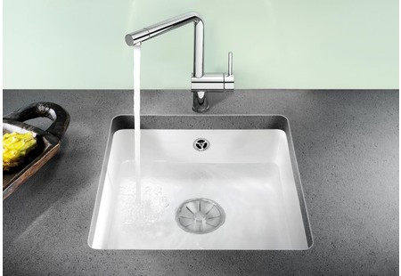 Мойка Blanco SUBLINE 375-U керамика отводная арматура InFino® глянцевая магнолия клапан-автомат InFino 523727