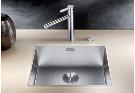 Мойка Blanco Claron 500-U Durinox® отводная арматура InFino® нержавеющая сталь полированная клапан-автомат InFino 523386